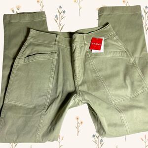 NWT Spanx Stretch Twill Straight Leg Pants - Olive Oil Green L